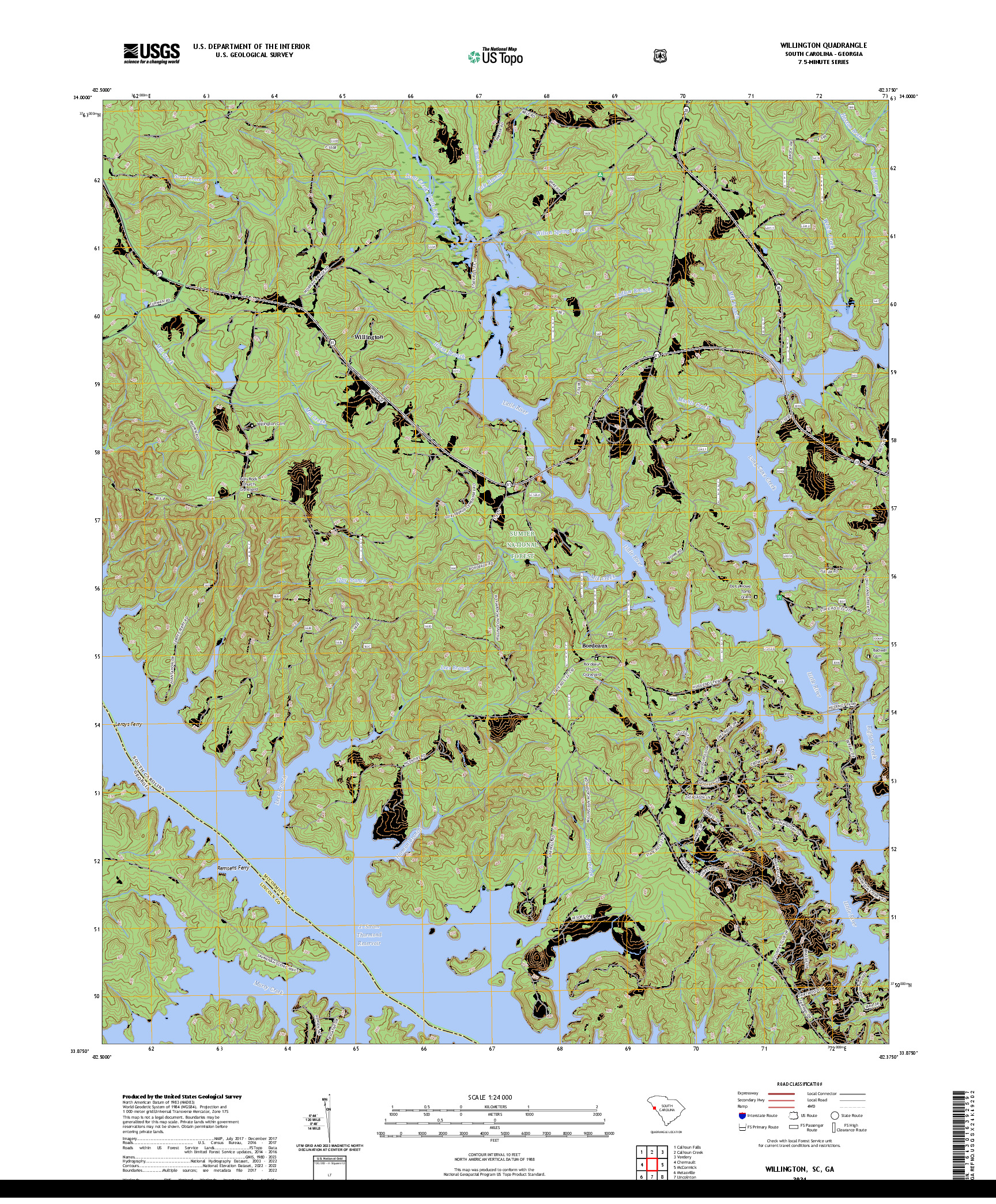 US TOPO 7.5-MINUTE MAP FOR WILLINGTON, SC,GA