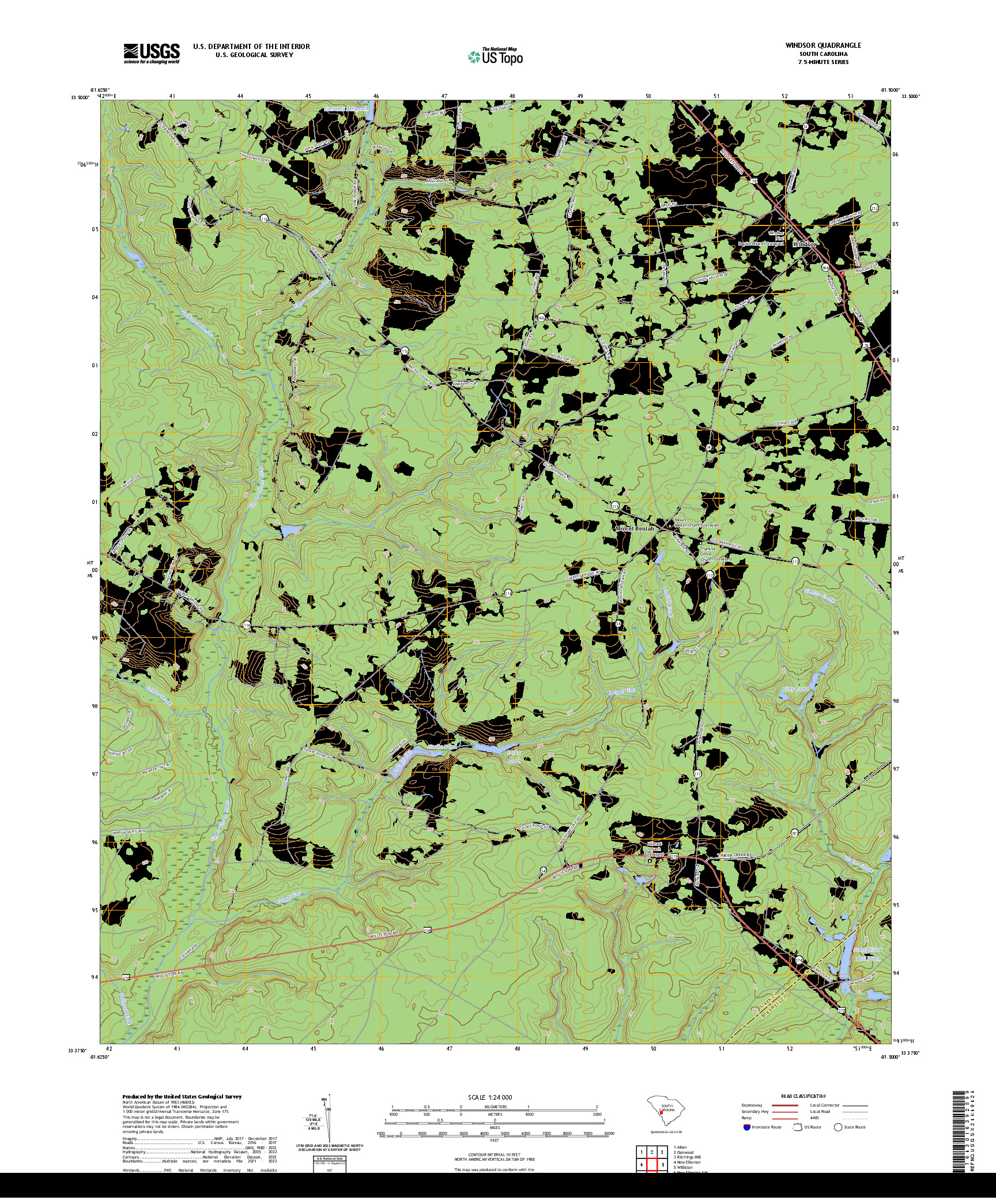 US TOPO 7.5-MINUTE MAP FOR WINDSOR, SC