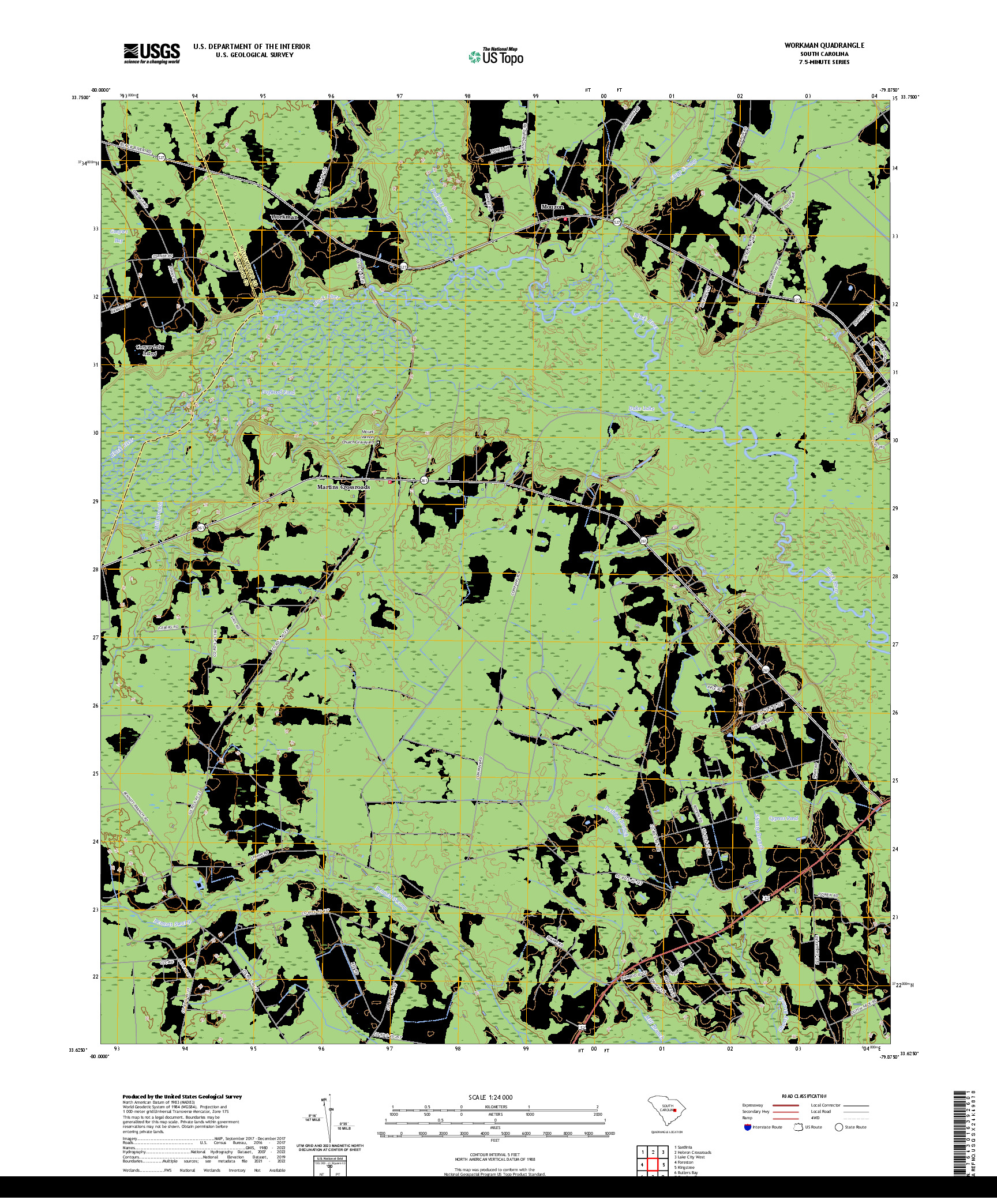 US TOPO 7.5-MINUTE MAP FOR WORKMAN, SC