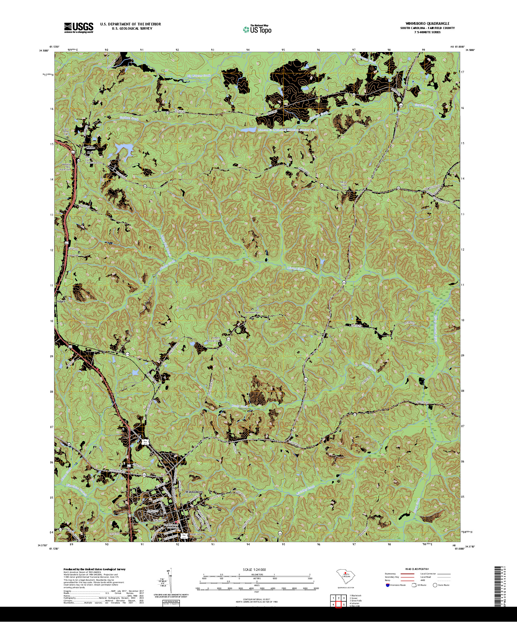 US TOPO 7.5-MINUTE MAP FOR WINNSBORO, SC