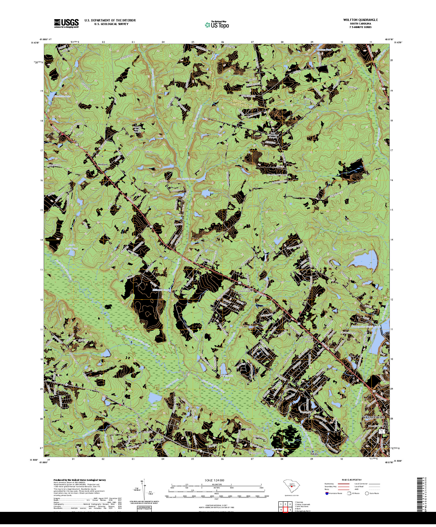 US TOPO 7.5-MINUTE MAP FOR WOLFTON, SC