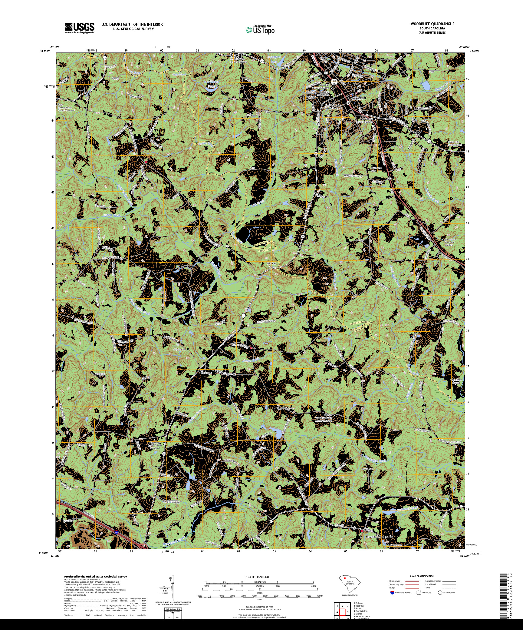 US TOPO 7.5-MINUTE MAP FOR WOODRUFF, SC