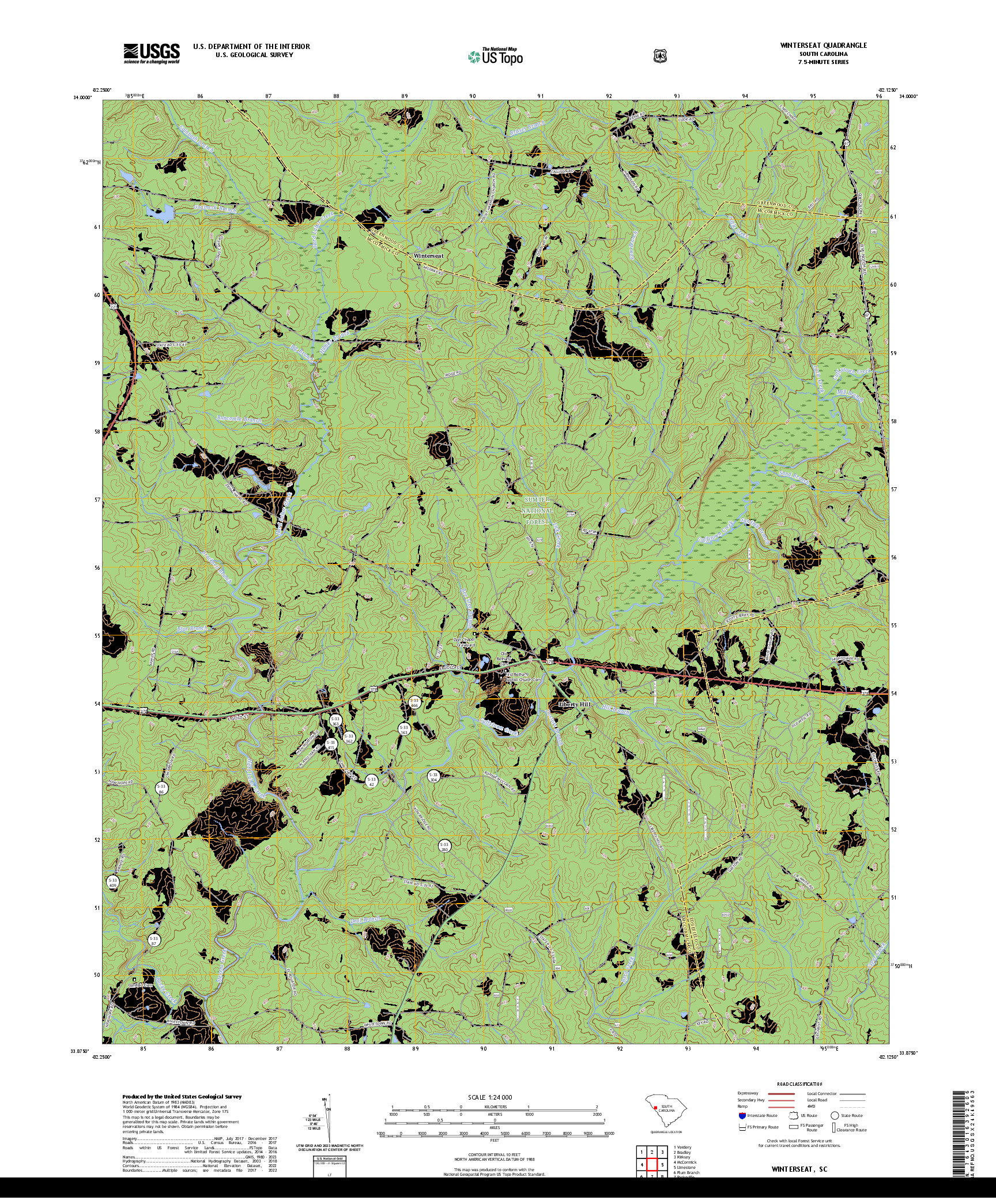 US TOPO 7.5-MINUTE MAP FOR WINTERSEAT, SC